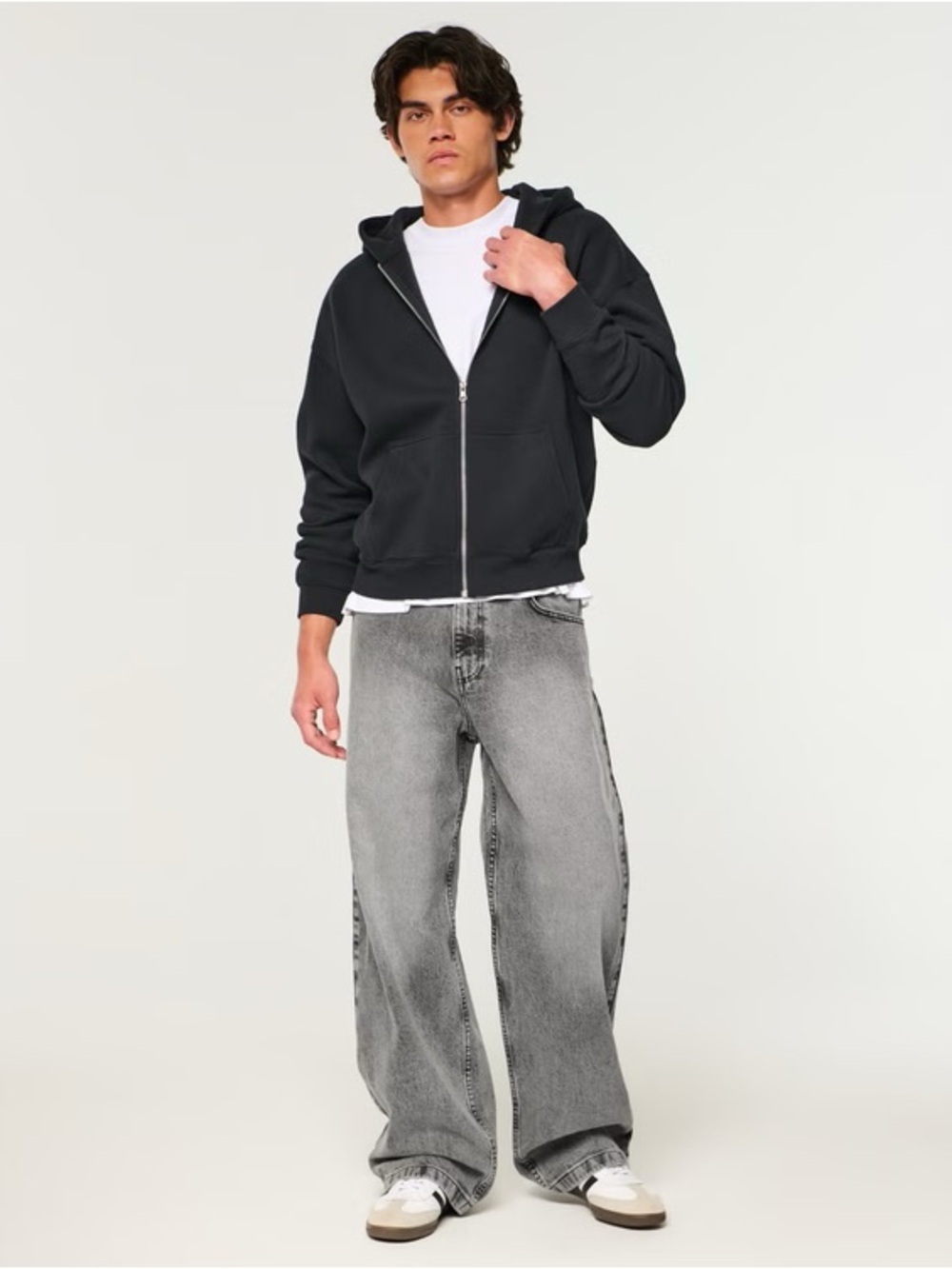 Hollister Men's Flame Graphic Super Baggy Jeans In Dark Gray Sz 30x32 NWT